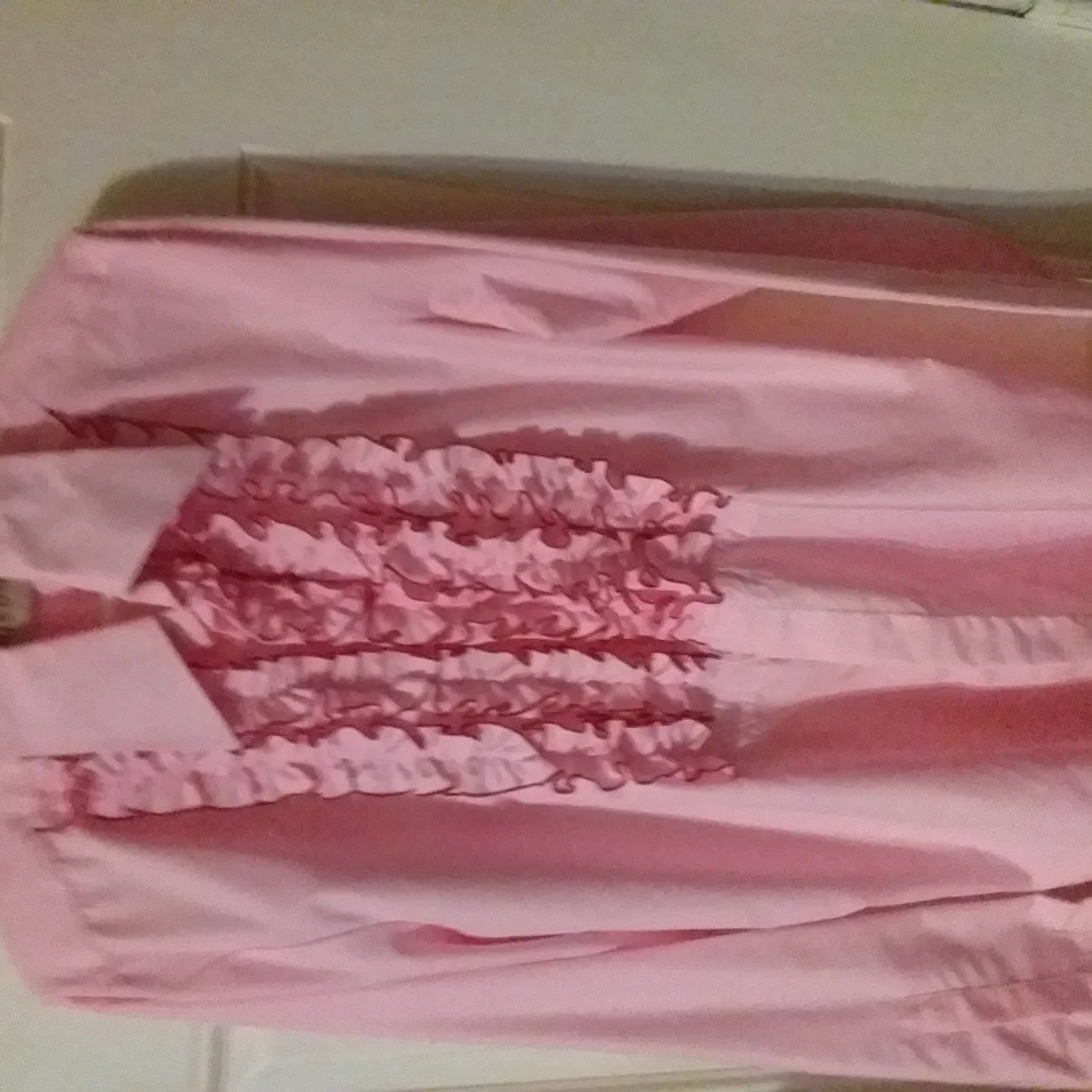 Pink Ruffled Button-Up Shirt - Picture 6 of 6